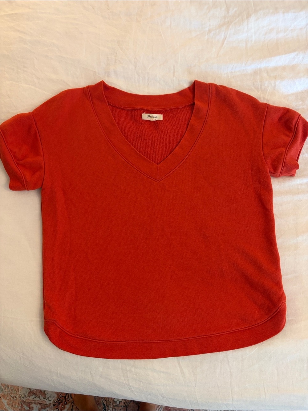 Women’s Red V-Neck Short Sleeve Top